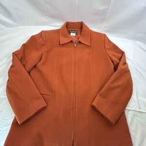 HARVE BENARD Women's Vintage Jacket Coat 80's Wool Blend Orange Size 12
